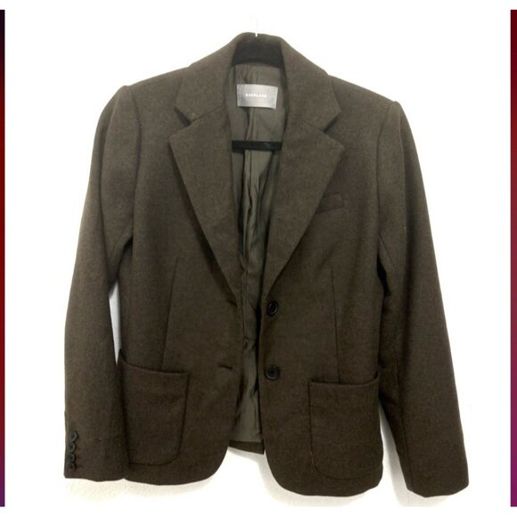 Everlane Women’s Wool Blend Academy Blazer Olive Green Size 2 Office Minimalist - Picture 3 of 11